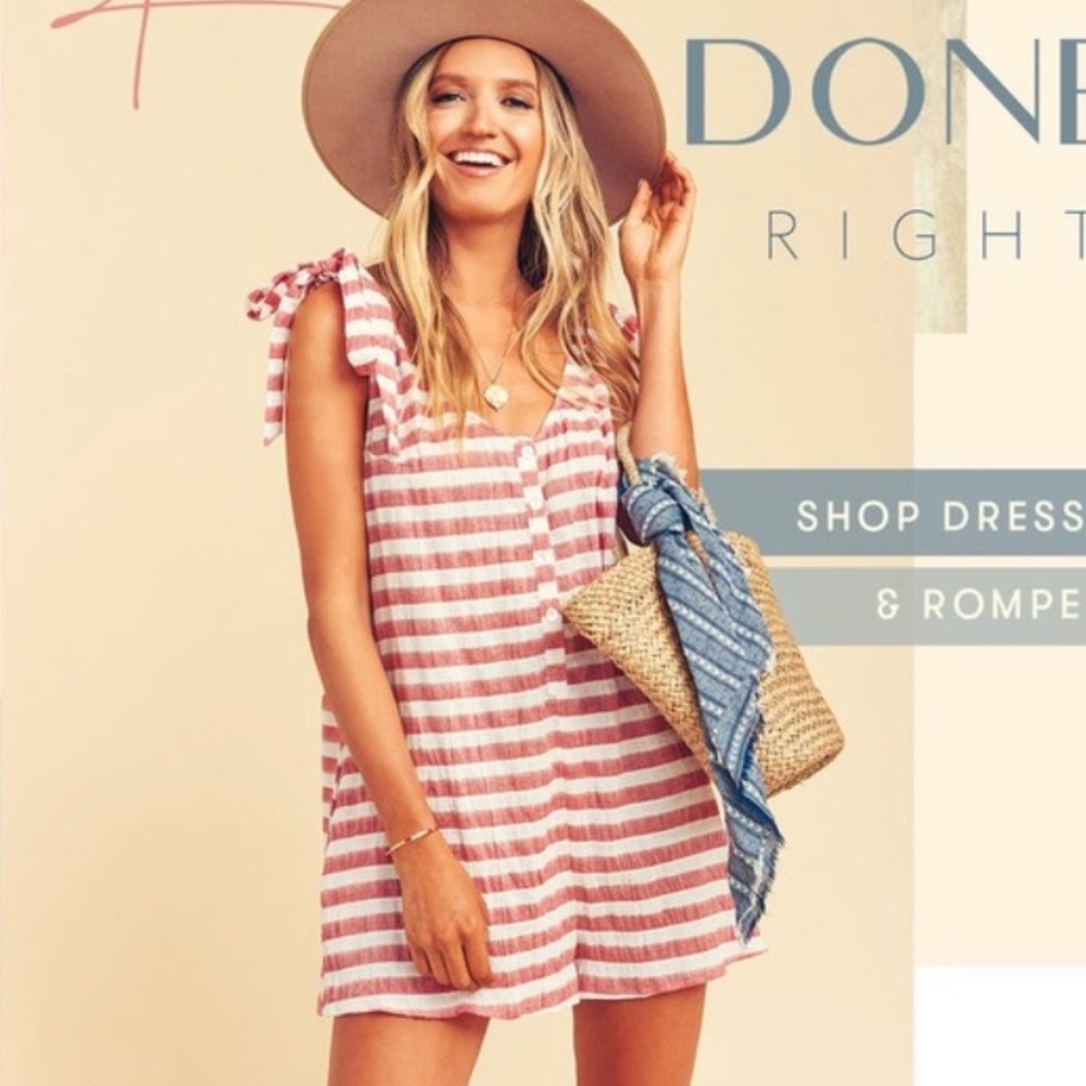 Show Me Your Mumu Pink and White Striped Romper